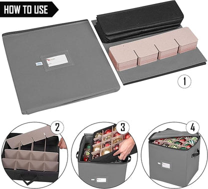 Christmas Ornament Storage Box, 4 Individual Trays Xmas Storage Container - Image 4