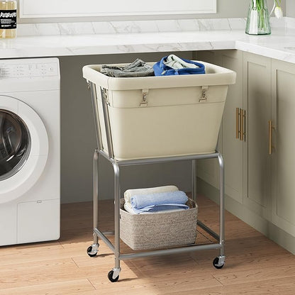 ELYKEN Laundry Cart with Wheels, Rolling Laundry Hamper with Removable Bag and - Image 2