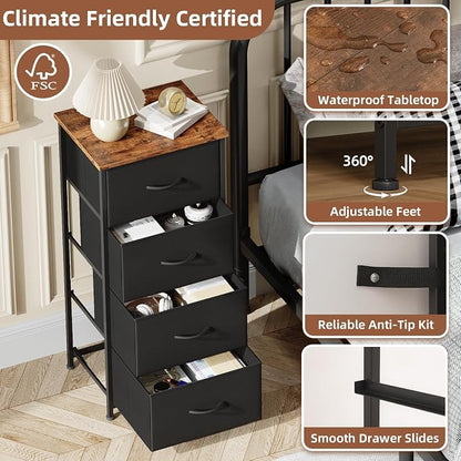 Somdot Dresser for Bedroom, 4 Drawer Storage Cabinet, Closet Organizer | Tall - Image 7