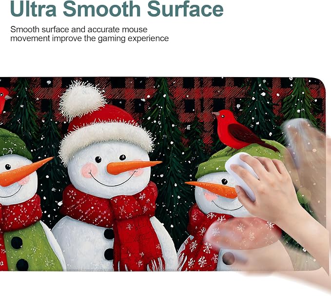 Three Snowmen Gaming Mouse Pad 35.4"x15.7"Desk Mat Anti-Slip Rubber Base & - Image 5