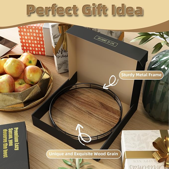 Acacia Wood 10" Lazy Susan Turntable Organizer - Image 7