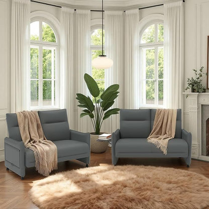 Faux Leather Loveseat, Upholstered Loveseat - Image 8