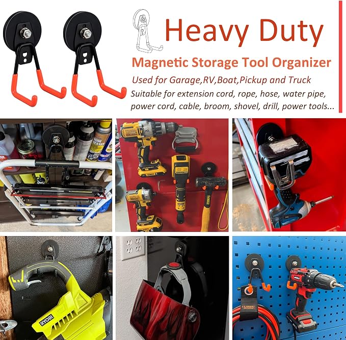 ULIBERMAGNET Heavy Duty Magnetic Garage Hooks, Strong Large Magnet Hooks - Image 4
