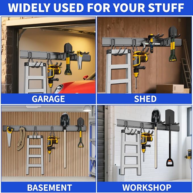 Shed Tool Organizer Wall Mount, 64inch Heavy Duty Garden Tool organizer Storage - Image 4