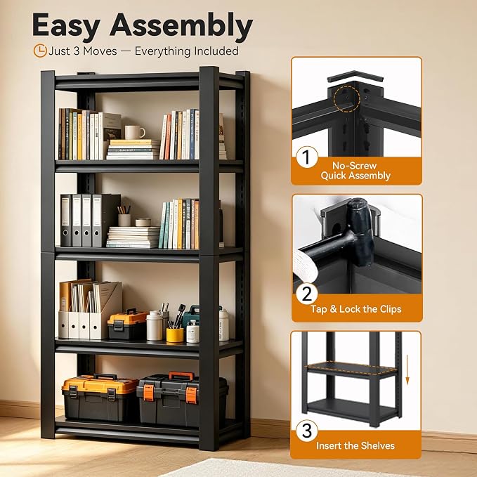 SAWJEC Garage Shelving Unit, Compact Heavy Duty Metal Shelving, Adjustable - Image 6