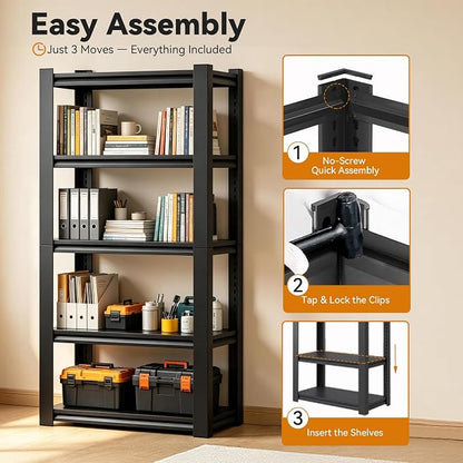 SAWJEC Garage Shelving Unit, Compact Heavy Duty Metal Shelving, Adjustable - Image 6