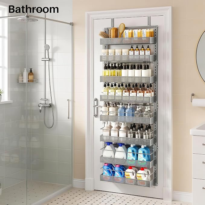 SNTD 8 Tiers Over the Door Organizer, Height Adjustable Spice Rack, Dense Mesh - Image 9