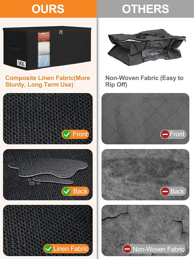 90L Blanket Storage Bags, Extra Large Comforter Storage Bag - Image 4