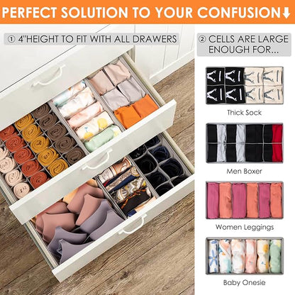 Criusia 12 Pack Sock Underwear Drawer Organizer Dividers, 116 Cells Fabric - Image 2
