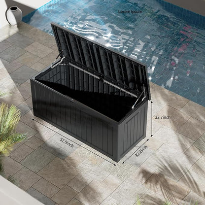 270 Gallon Outdoor Storage Box Waterproof Lockable Resin Deck Box Large - Image 2