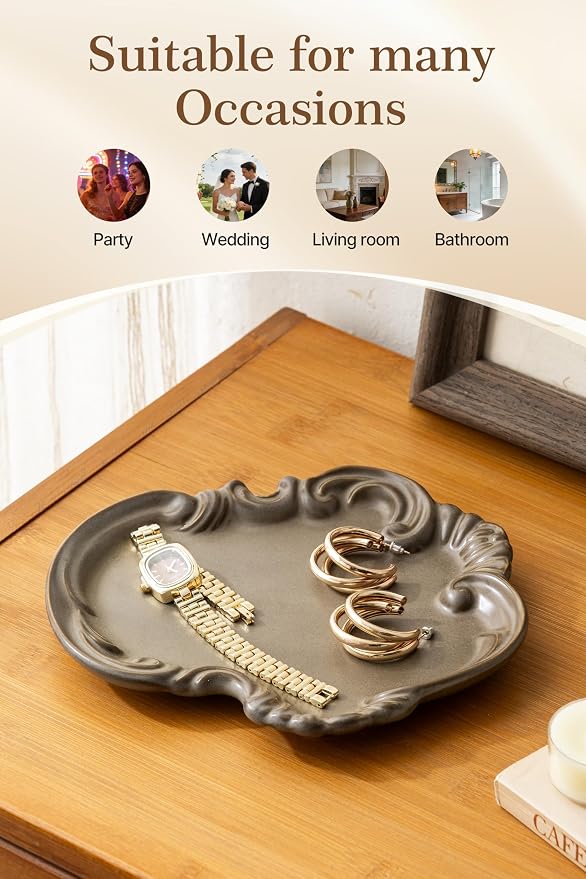 LYEOBOH Jewelry Dish Tray, Ceramic Jewelry Dish, Key Bowl, Decorative Plate - Image 6