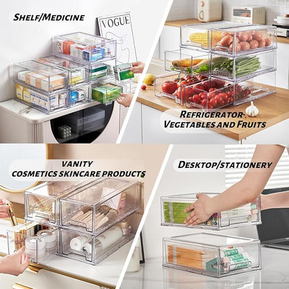 PeJeyiee Clear Stackable Refrigerator Organizers and Storage Drawers - Image 5