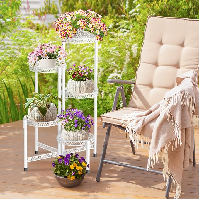 iDavosic.ly Plant Stand Indoor Outdoor, 5 Tier Corner Metal Flower Display - Image 8