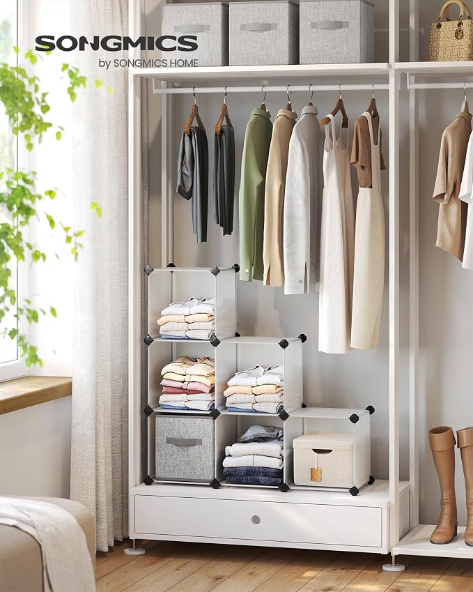 SONGMICS 6 Cube Storage Organizer, DIY Closet Shelf, Plastic Clothes Organizer - Image 2