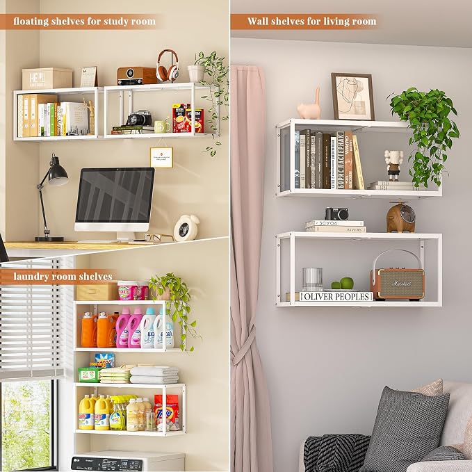 ThreeHio 2 Pack Expandable Garage Shelves Wall Mount, Heavy Duty Garage Wall - Image 5