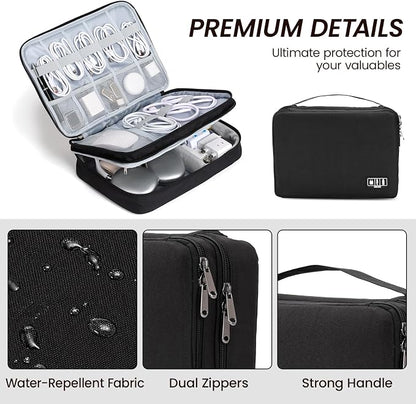 Large Electronic Organizer Travel Case, Double Layer Tech Pouch - Image 3