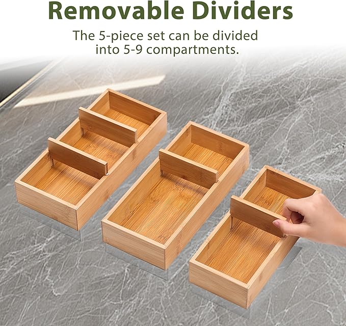 Bamboo Drawer Organizers Set - Image 2