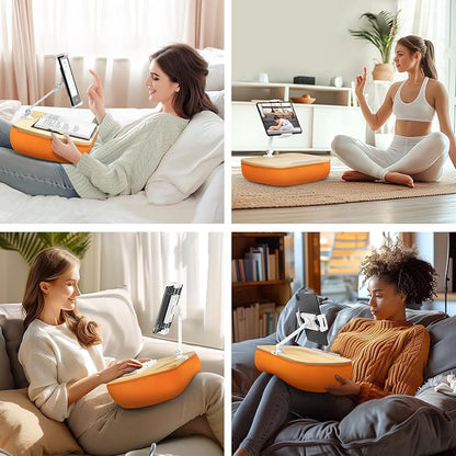Cozy Kindle Pillow Stand with 360° Adjustable Tablet Holder, Wooden Panel - Image 4
