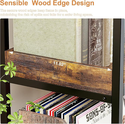 KOUSEI 6-Tier L-Shaped Reversible Corner Bookshelf, Wide Open Shelves + 4 Hooks - Image 8