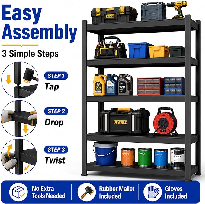 SAWJEC 78" H x 48" W x 18" D Tall Garage Storage Shelves Heavy Duty Unit | 5 - Image 6