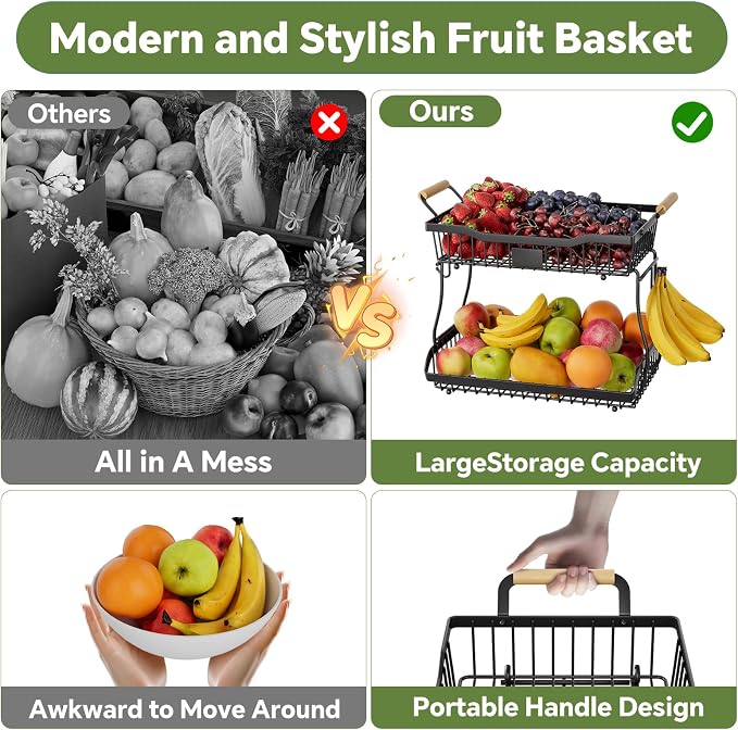 Simple Trending Fruit Basket 2-Tier Detachable, - Image 4