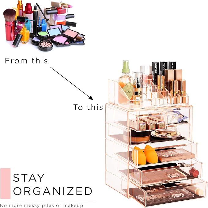 Sorbus Clear Cosmetic Makeup Organizer - Image 7