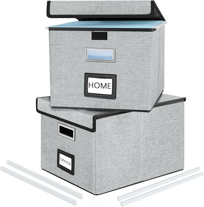 File Organizer Box with Lids, Collapsible File Folder Organizer | File Box with by Huolewa