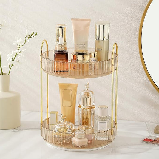 Rotating Makeup Organizer for Vanity 2 Tier by Aveniee