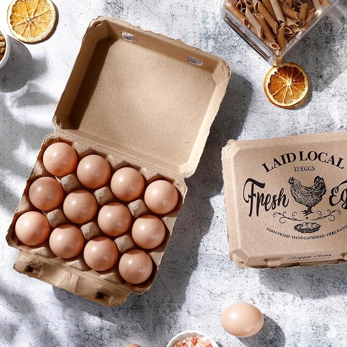 Zhanmai 100 Pack Egg Carton Bulk 12 Chicken Duck Egg Carton Vintage Printed - Image 5