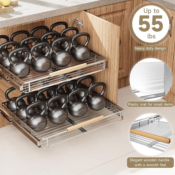1 Pack Expandable Pull Out Cabinet Organizer，Side Mounting - Image 6