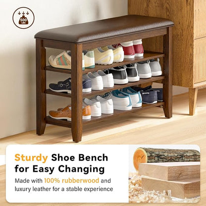 Taitiy Shoe Bench Storage Rubberwood - Image 4