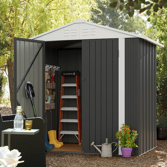JUMMICO Metal Outdoor Storage Shed 6 x 4 FT Metal Shed - Image 2
