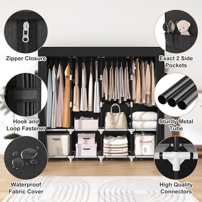 VTRIN Portable Closet for Hanging Clothes 67 Inch Wide Large Capacity Portable - Image 4