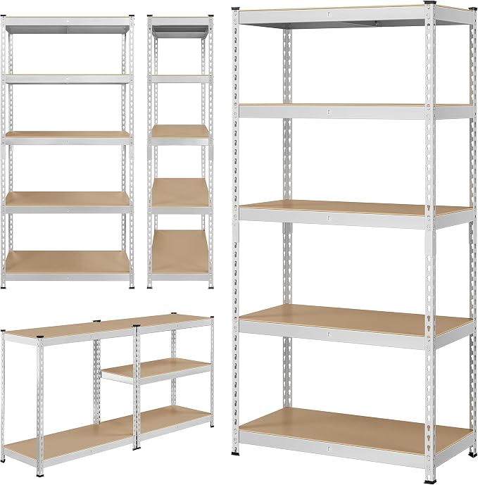 Yaheetech 5-Tier Heavy Duty Storage Shelves 35.5"W x 17.5"D x 72"H Silver | - Image 5