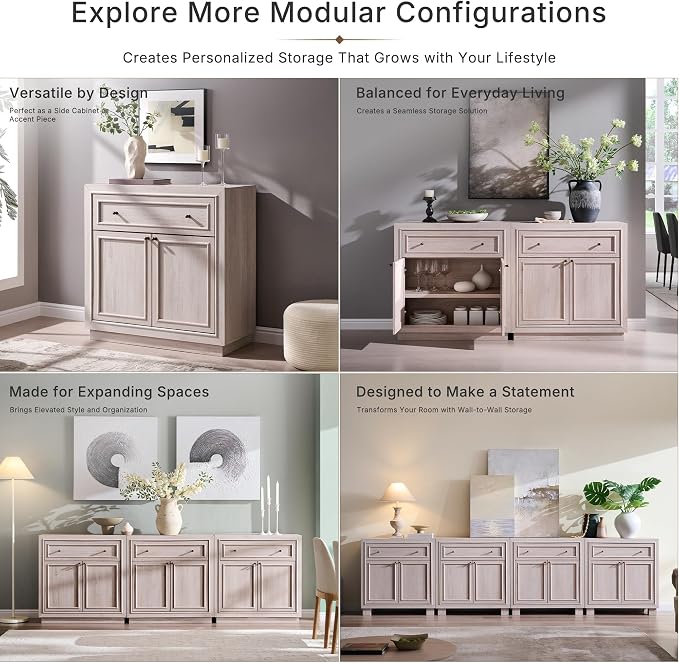 ACCOHOHO Modern Farmhouse Buffet Cabinet, 31.5" Sideboard Credenza, Modular - Image 7