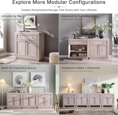 ACCOHOHO Modern Farmhouse Buffet Cabinet, 31.5" Sideboard Credenza, Modular - Image 7