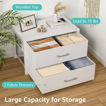 BOLUO Stackable Storage Drawers Closet Organizers and Storage Fabric White 2 - Image 6