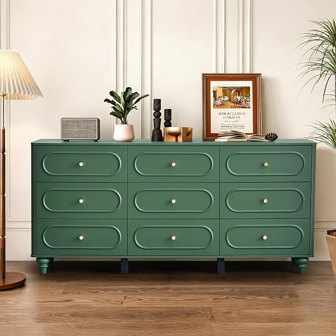 9 Drawer Fluted Dresser for Bedroom, Mid Century Modern Chest of Drawers - Image 6