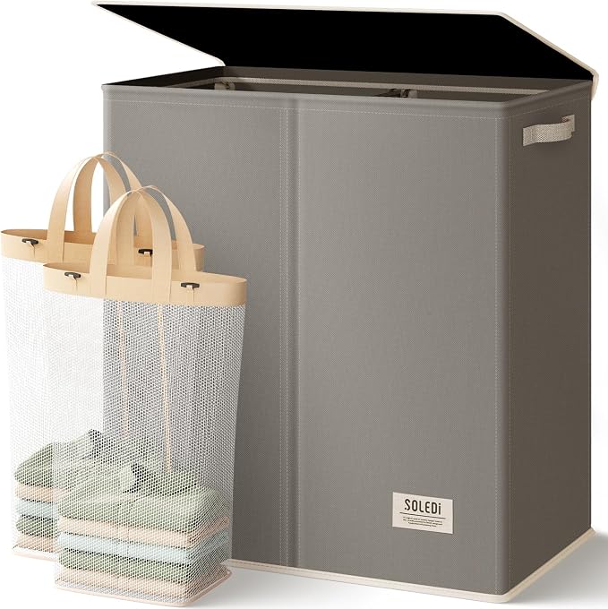 SOLEDI Large Double Laundry Hamper by SOLEDI