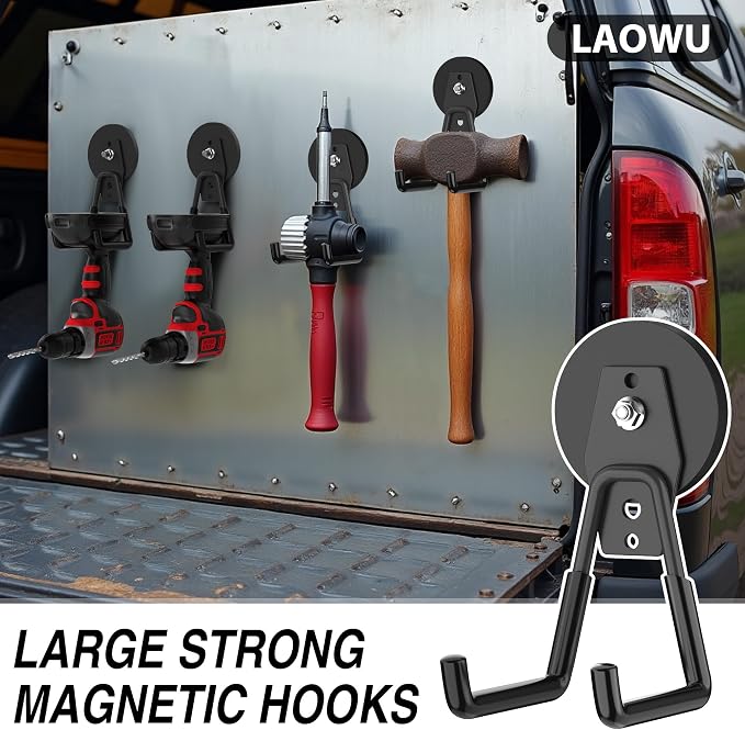 4Pcs Heavy Duty Storage Magnetic Utility Hooks Large Garage Strong Extra Magnet - Image 5