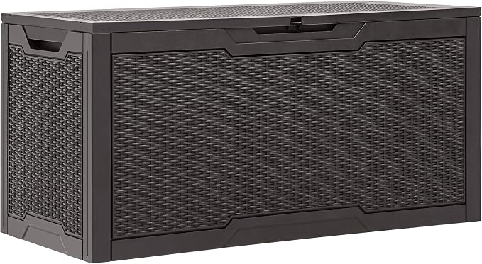 YITAHOME 100 Gallon Outdoor Storage Box, Large Water Resistant Resin Deck Box by YITAHOME