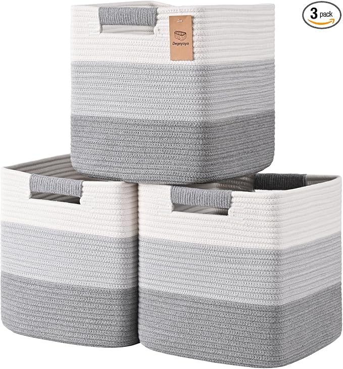 12 Inch Storage Cubes, 3 Pack Cube Storage Bins by Degeyoyo