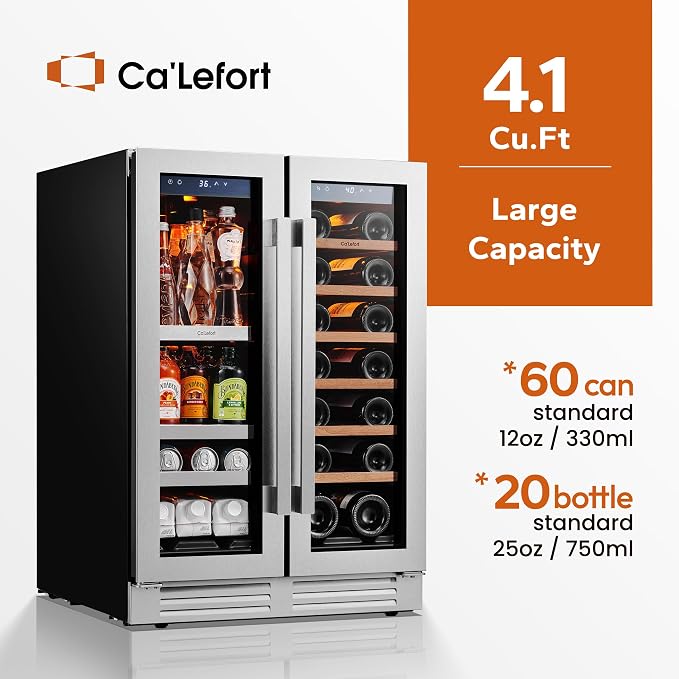 Ca'Lefort 24 Inch Wine and Beverage Refrigerator, 60 Can and 20 Bottle Wine - Image 3