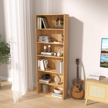 6 Tier Book Shelf，Wooden 6 Cube Storage Organizer, 6 Tier Low Bookcase Storage - Image 8
