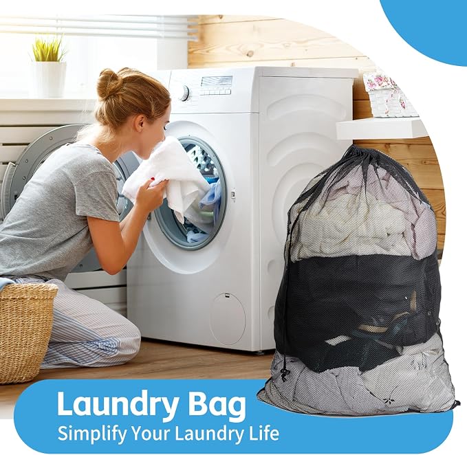 2 Pack Mesh Laundry Bags, 24 x 35 Inches Heavy Duty Drawstring Dirty Clothes Bag - Image 7