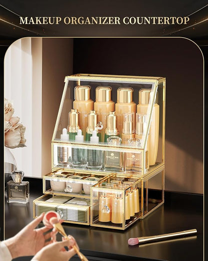 Tempered Glass Makeup Organizer – Clear Vanity Organizer - Image 3