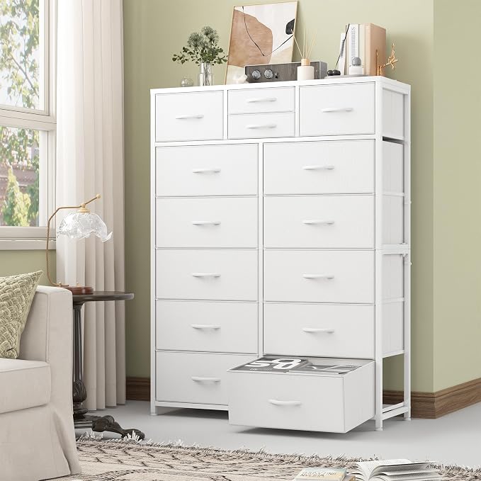 EnHomee 52.2" H White Dresser for Bedroom, Vertical Storage Tower, Anti-Tip | - Image 2