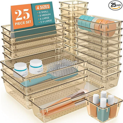 25 PCS Drawer Organizer Set, 5 Varied Size Bathroom and kitchen Drawer cabinet by StorMiracle