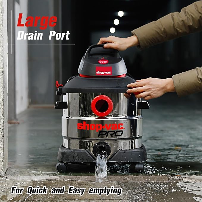 Shop-Vac 8 Gallon 6.0 Peak HP Wet/Dry Vacuum, Stainless Steel Tank, Portable - Image 2