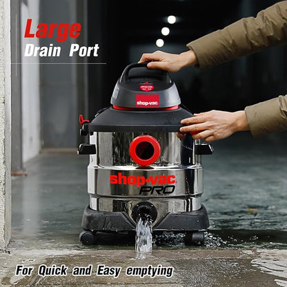 Shop-Vac 8 Gallon 6.0 Peak HP Wet/Dry Vacuum, Stainless Steel Tank, Portable - Image 2